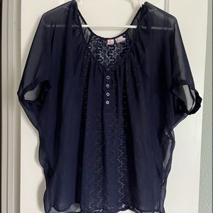 Blue mesh blouse size small